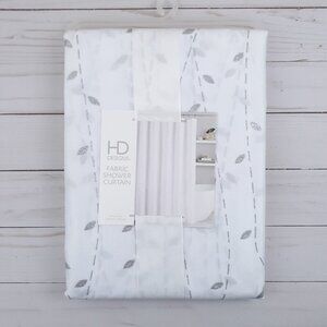 HD Designs Fabric Shower Curtain Silver Leaf 70x72 Sparkle